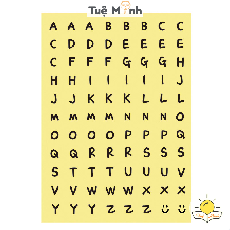 Sticker chữ cái alphabet, bảng chữ số viền tròn dán take note, sổ tay, điện thoại