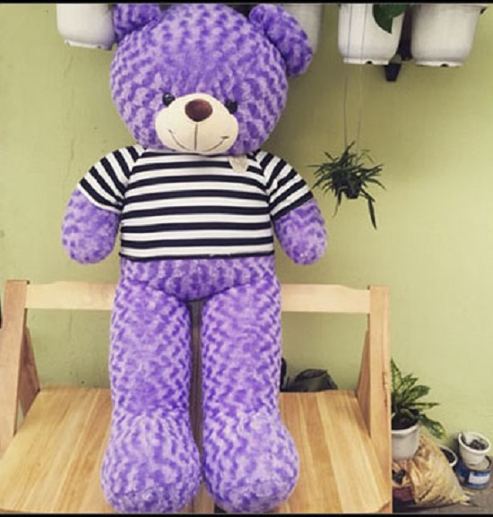 [HCM]Gấu bông Teddy khổ vải 1m2 màu Tím cà chất Iiệu bên trong gấu 100% gòn không độn mút vải