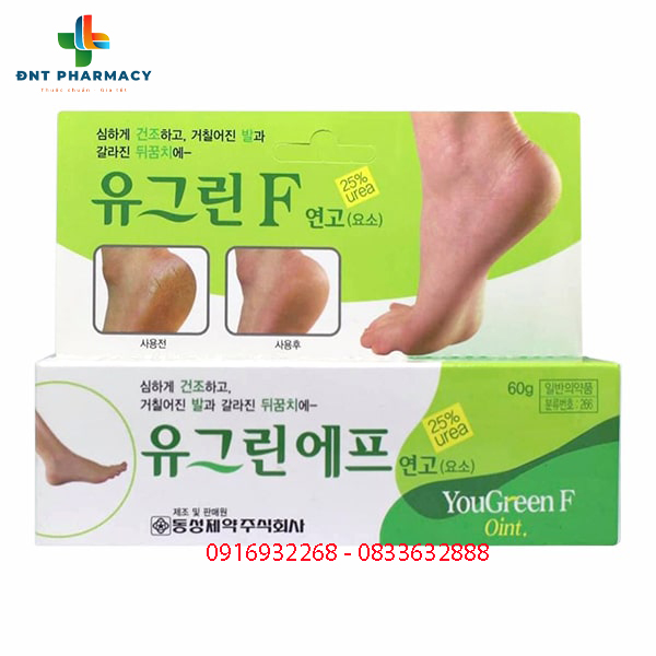 Kem bôi nứt gót chân của Hàn Quốc Yougreen F Oint 60g. Giải pháp tuyệt vời cho những ai bị nứt nẻ gót chân, khô sạm, chai lỳ, không mịn màng. Tẩy da chết gót chân, giúp bong lớp chai sạm, sần sùi, thô giáp tại gót chân. ĐNT Pharmacy