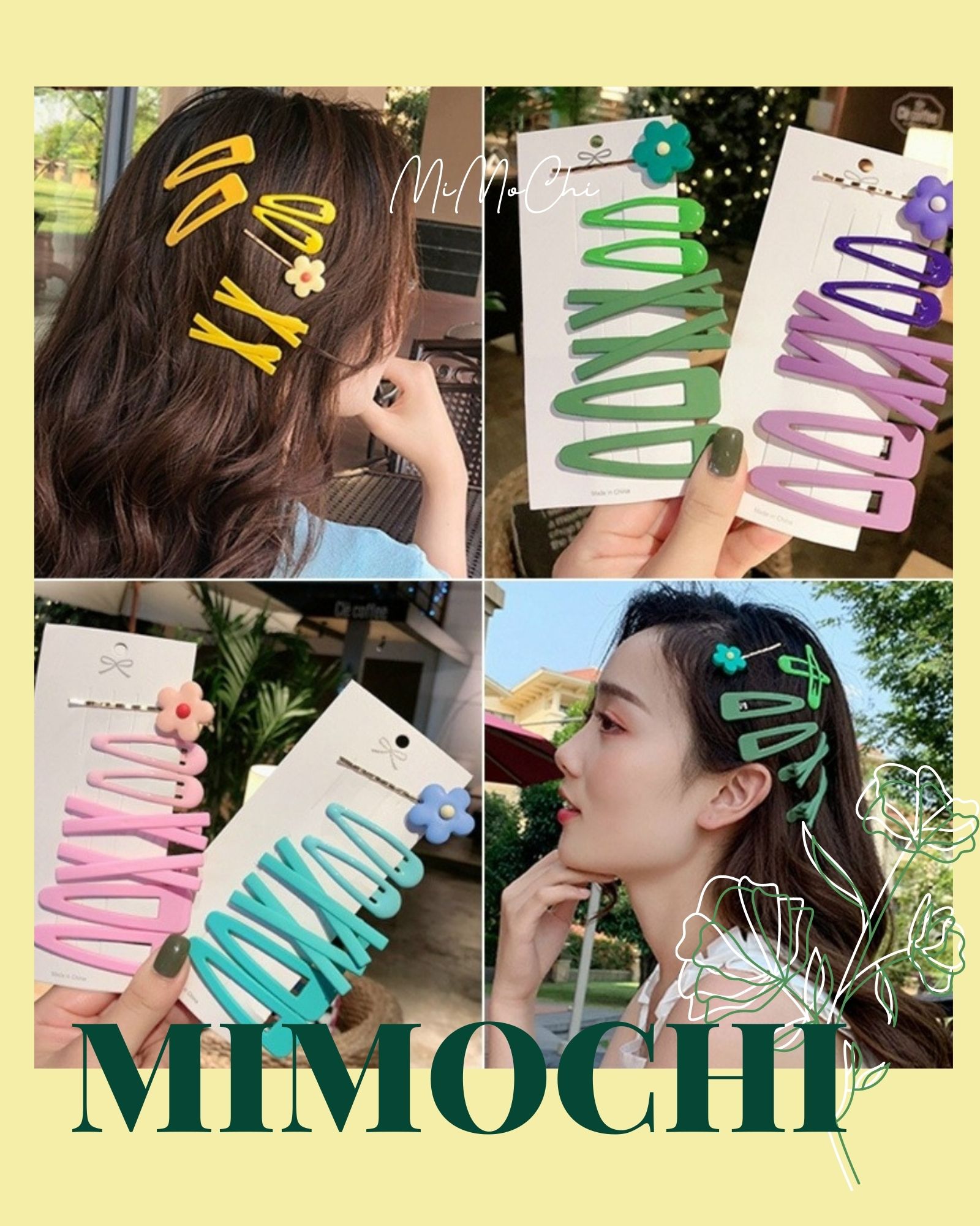 Mimochi set 7 kẹp tóc nơ, kẹp tóc mái nhiều kiểu dễ thương phong cách hàn quốc