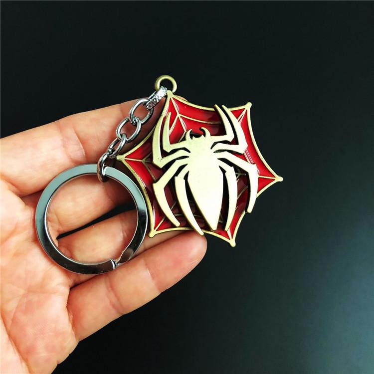 Móc khóa logo Spider-Man nhện đồng xoay đỏ