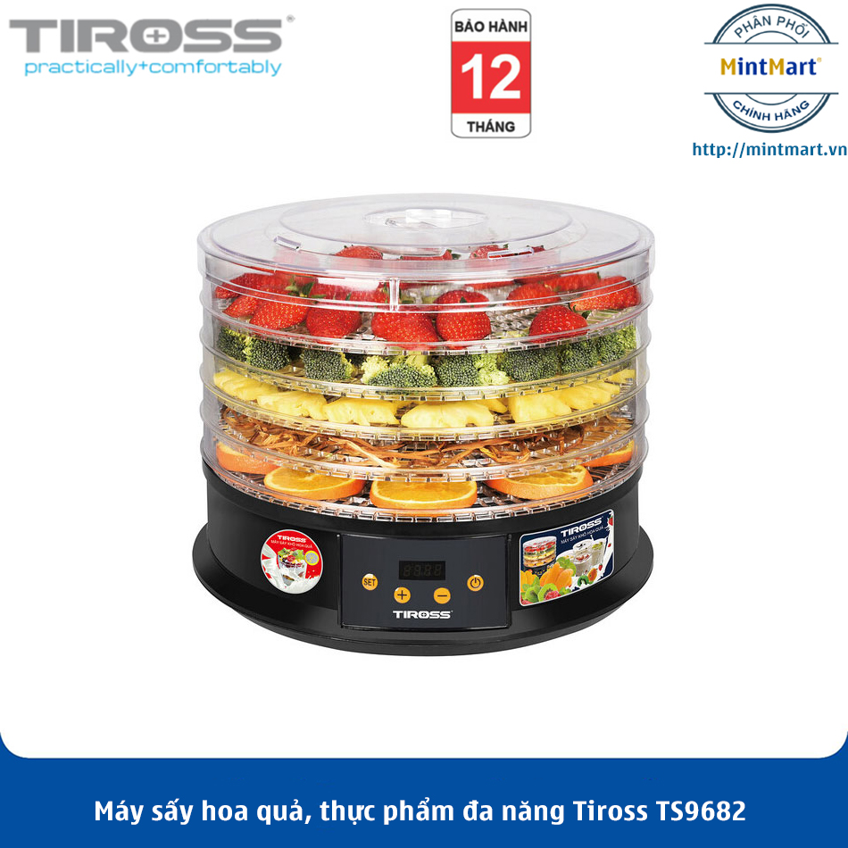 Máy sấy hoa quả, thực phẩm đa năng Tiross TS9682 - Hàng Chính Hãng