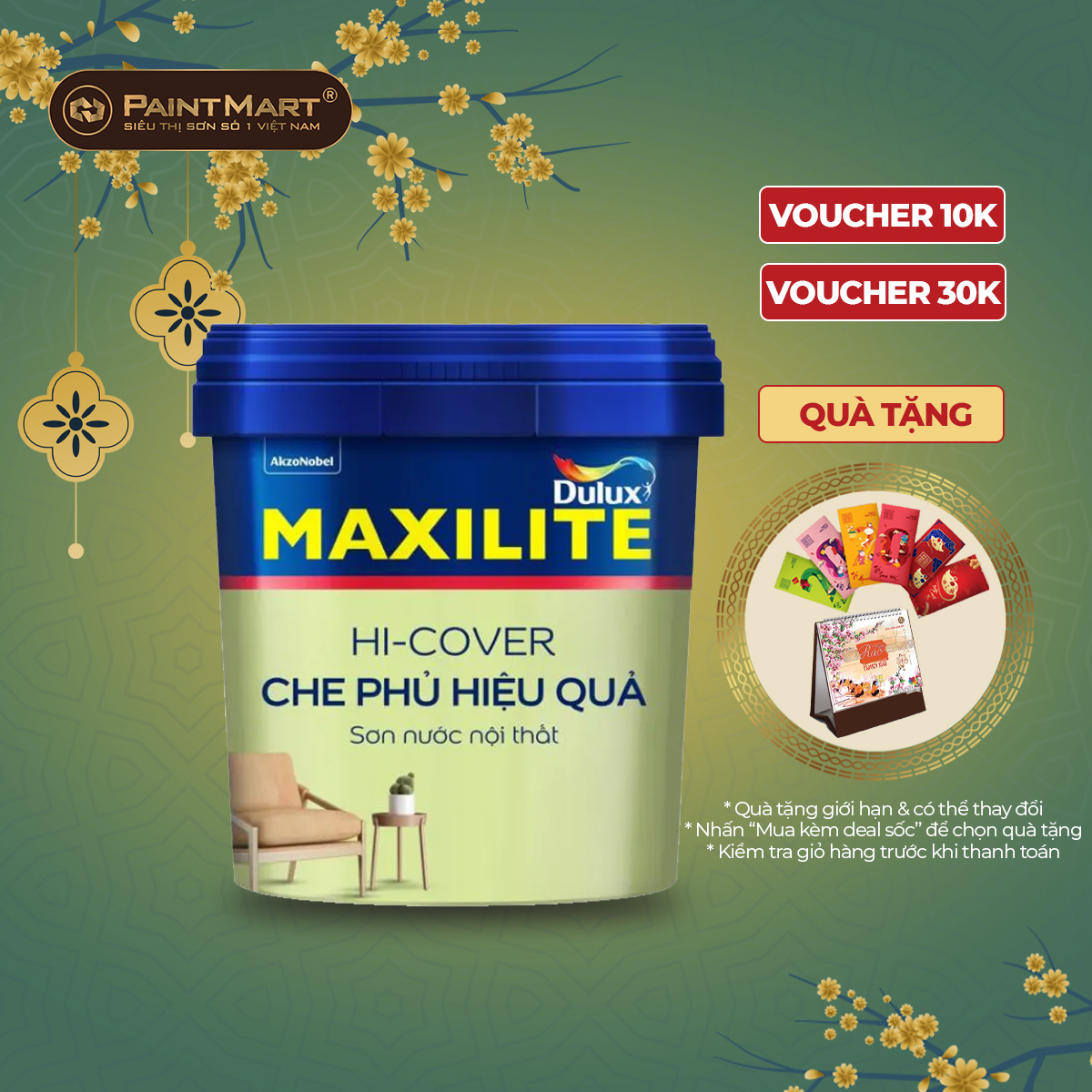 (SẢN PHẨM MỚI-5 lít) Sơn tường trong nhà MAXILITE HI COVER che phủ hiệu quả MK14 thùng 5 lít (Sơn nội thất)