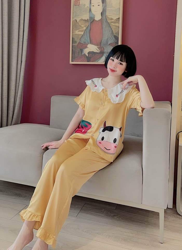 Đồ bộ nữ pijama phom 45kg - 58kg vải lụa satin thời trang
