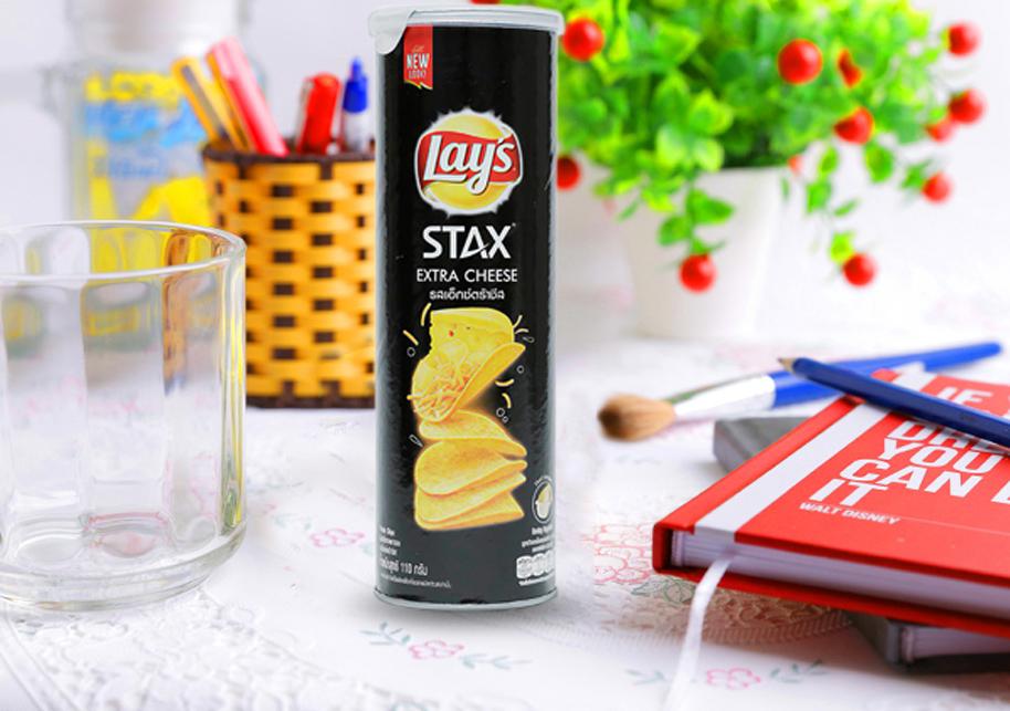 Snack khoai tây Lay's Stax lon 110g vị phô mai