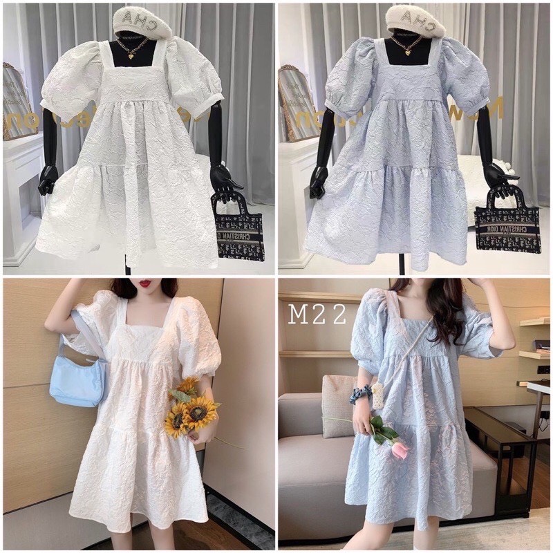 Đầm Babydoll Cổ Vuông Siêu Xinh