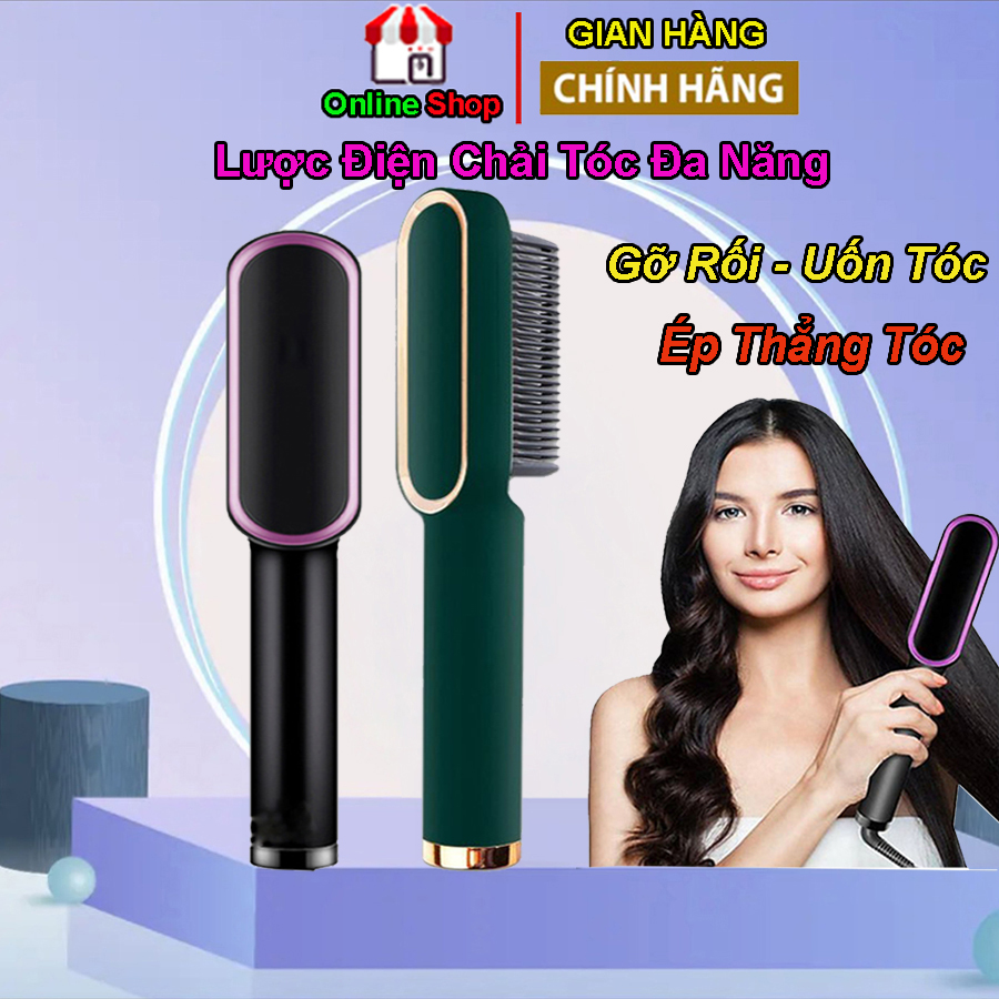 Lược điện chải tóc đa năng - lược điện chải tóc tạo kiểu chuyên nghiệp, lược tạo kiểu tóc chuyên nghiệp và tiện lợi, gỡ rối, chảy thẳng tóc - kiêm máy uốn - duỗi - ép tóc tạo kiểu nhanh chóng, lược điện chải tóc cúp