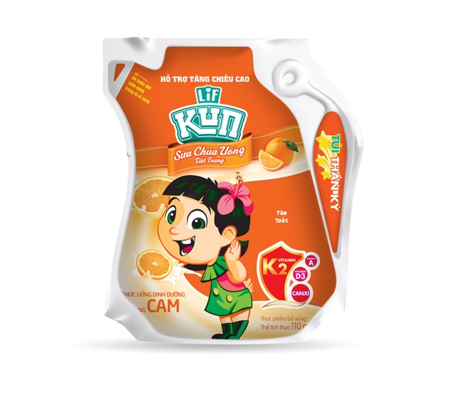 SỮA CHUA UỐNG LIF KUN TÚI THẦN KỲ VỊ NHO/CAM/DÂU/SOCOLA (24 TÚI*110ML)MIX ĐỦ VỊ