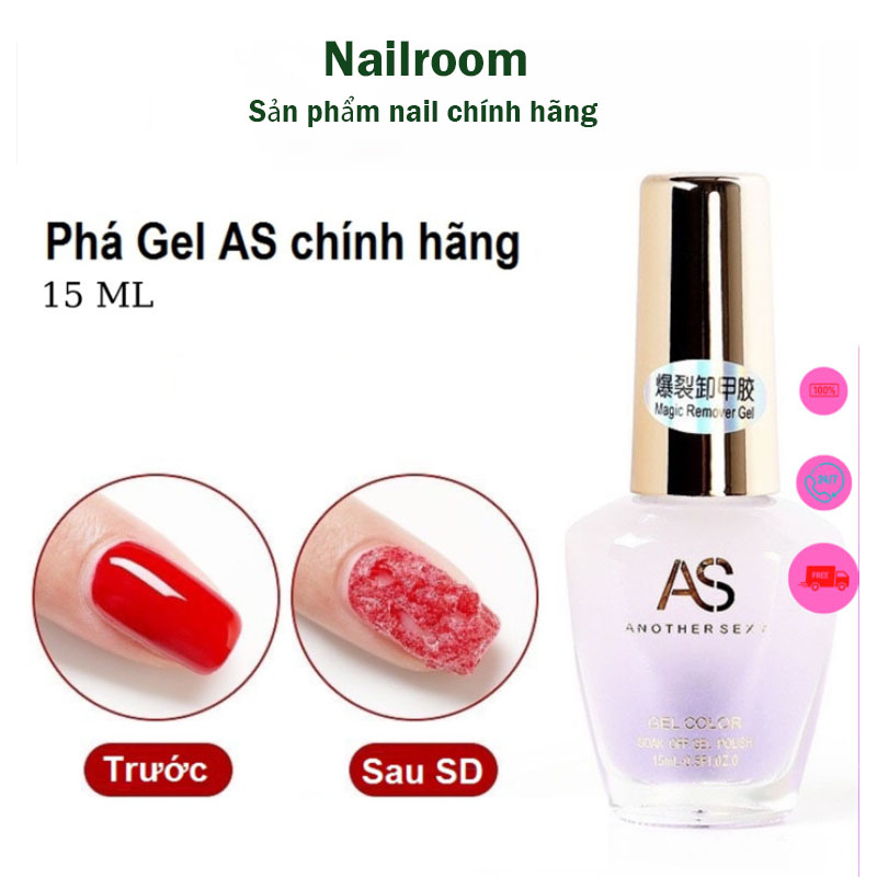 Sơn phá gel AS, phá sơn móng tay hiệu quả chai 15ml hàng chính hãng