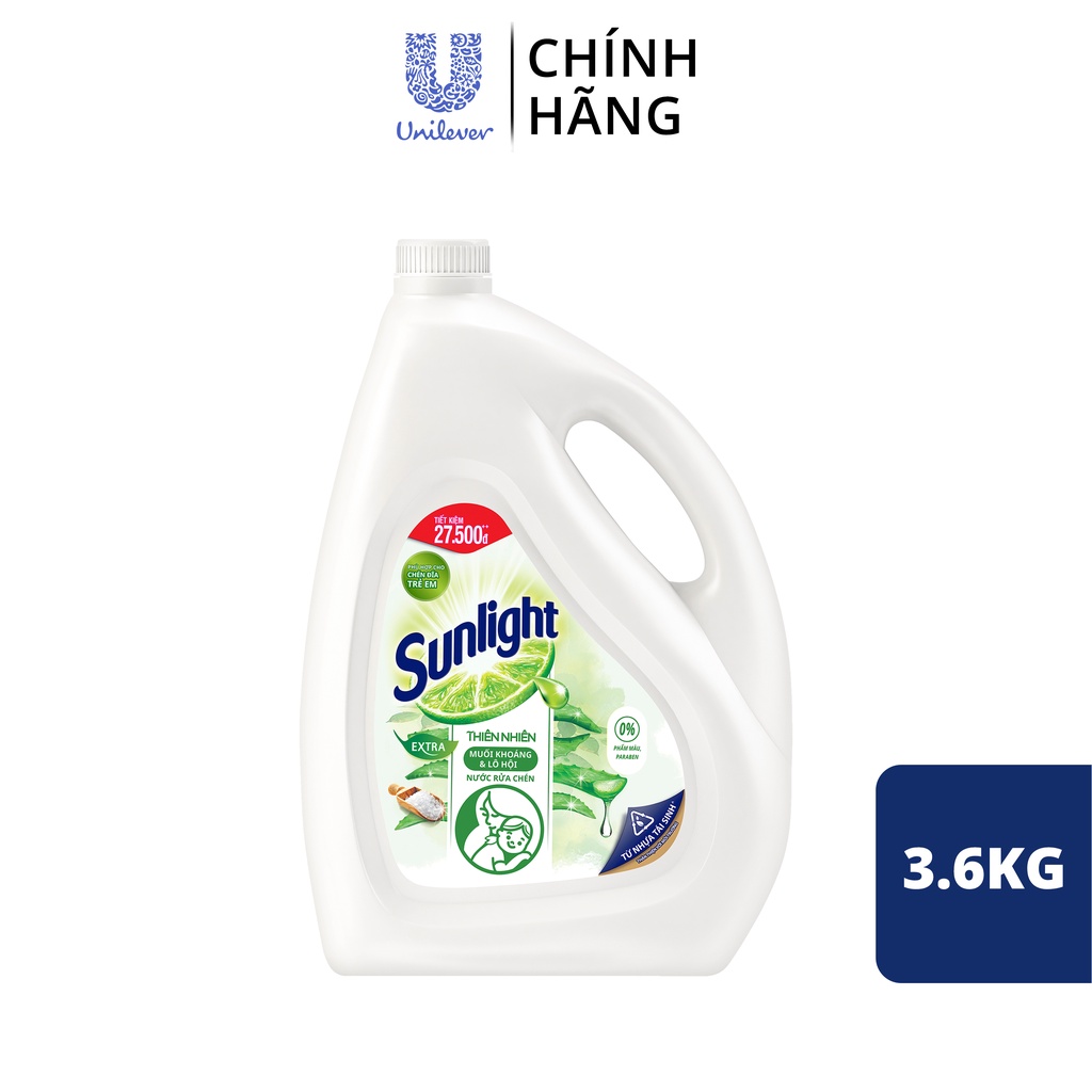 Nước rửa chén Sunlight trắng Thiên nhiên can 3,6kg Bách Hóa Giá Sỉ Tiến Dũng