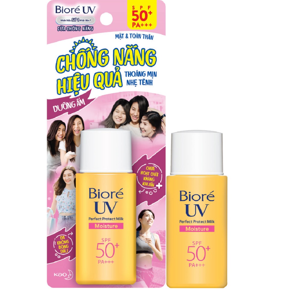 Sữa chống nắng 25ml biore moisture dưỡng ẩm uv perfect protect milk moisture spf50+/pa+++