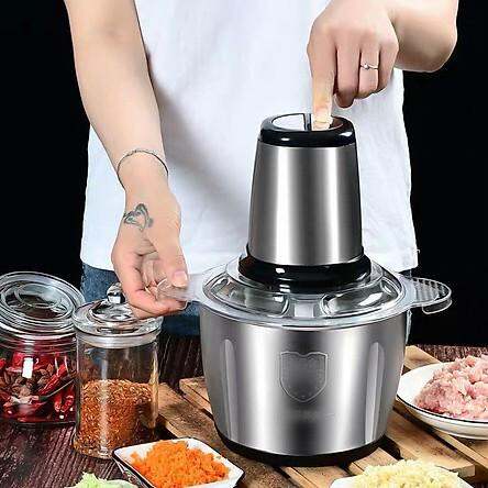 Máy xay thịt inox 2 lít ,4 lưỡi đa năng - cối xay thịt, cá, tôm, cua, xay rau củ, tỏi ớt