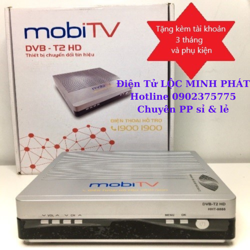 Đầu thu truyền hình DVB-T2 MobiTV DTT, kèm tài khoản 3 tháng + phụ kiện