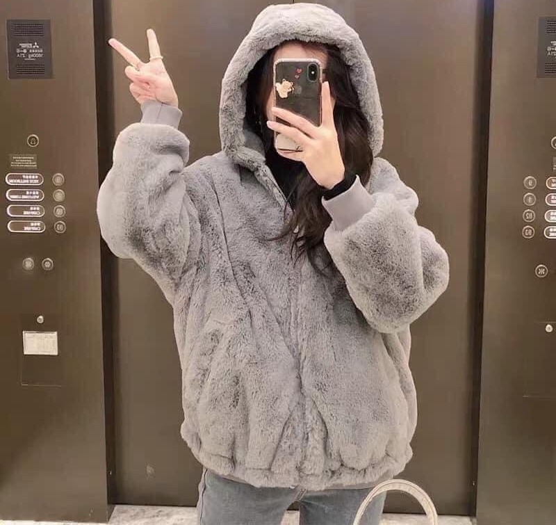 Mạnh Dũng Store 1 ( KÈM ẢNH THẬT) ÁO KHOÁC LÔNG CỪU TAI GẤU KHÓA QUẢ BÔNG THỜI TRANG HÀN QUỐC T1