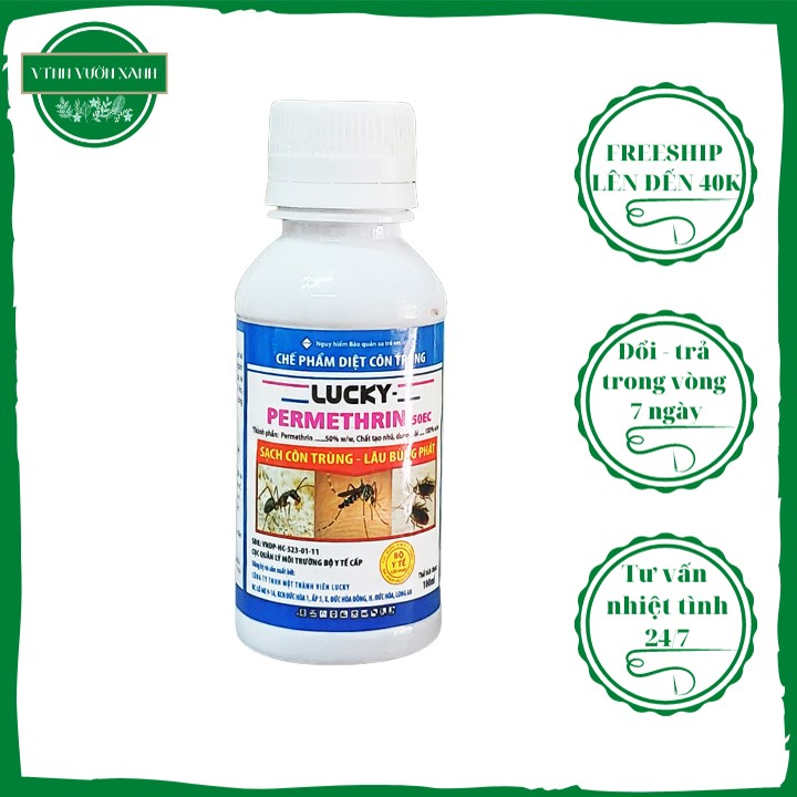 Thuốc trừ muỗi, kiến gián Lucky Permethrin 50EC an toàn cho người sử dụng 100ml