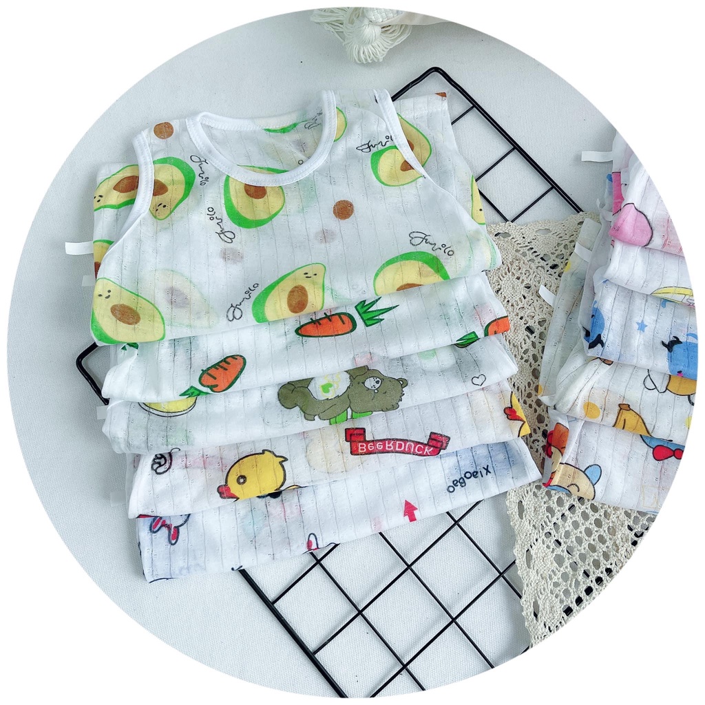 Combo 5 bộ cotton giấy ba lỗ cho bé 3-15kg