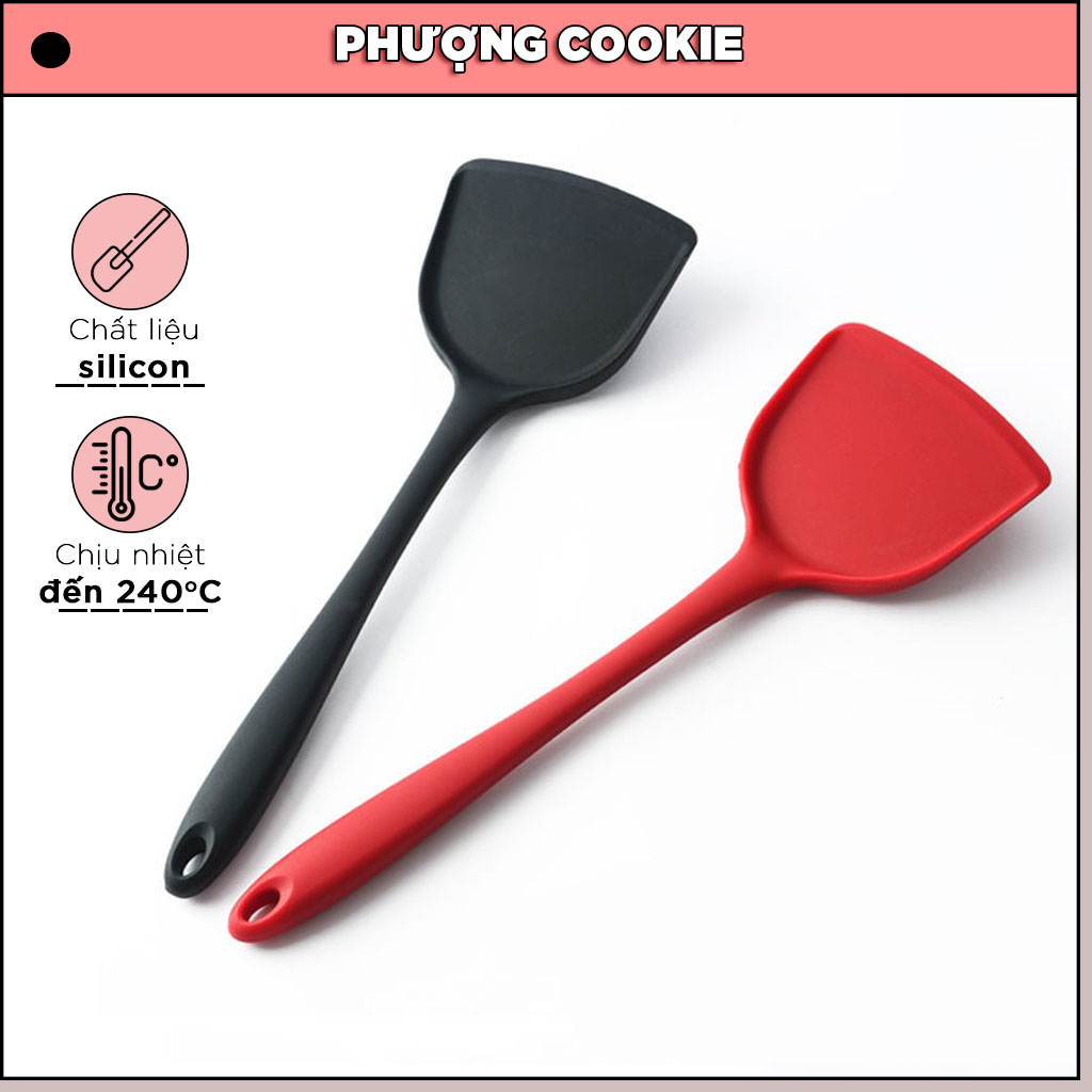 Xẻng silicon chịu nhiệt nấu ăn, xúc bánh