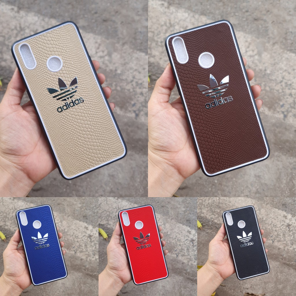 Ốp lưng cứng viền dẻo giả vân gắn logo hãng cho Realme 3/ Realme 3 Pro