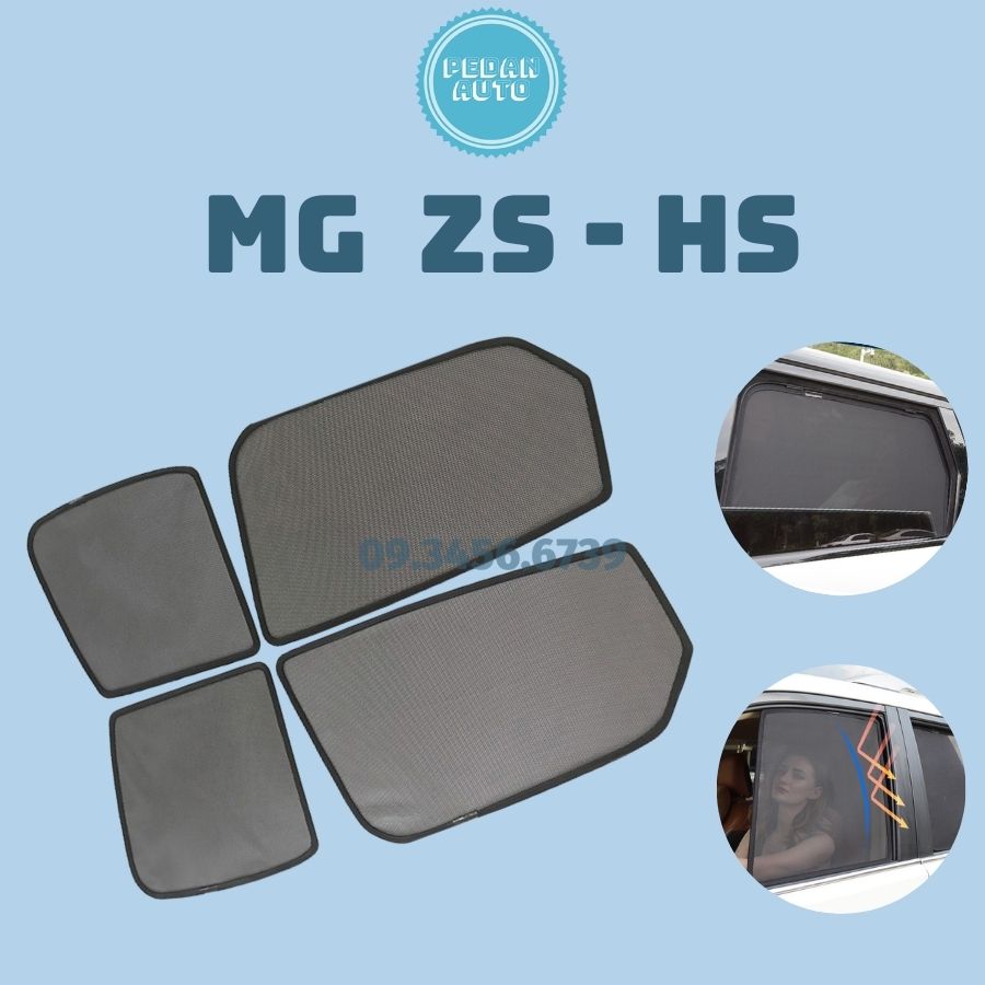 Rèm Che Nắng Nam Châm Xe MG ZS, MG HS 2021 2022 2023 - Bộ 4 Tấm, Khung Rèm Tích Hợp Sẵn Nam Châm bộ 4 tấm che nắng, nam châm hít cực mạnh, lắp đặt đơn giản, che nắng hiệu quả