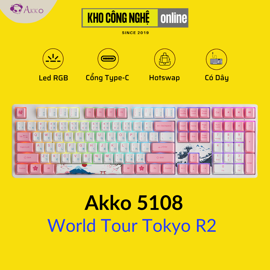 Bàn phím cơ AKKO 5108 World Tour Tokyo R2 (Hotswap / Foam tiêu âm / Gateron Orange lubed)