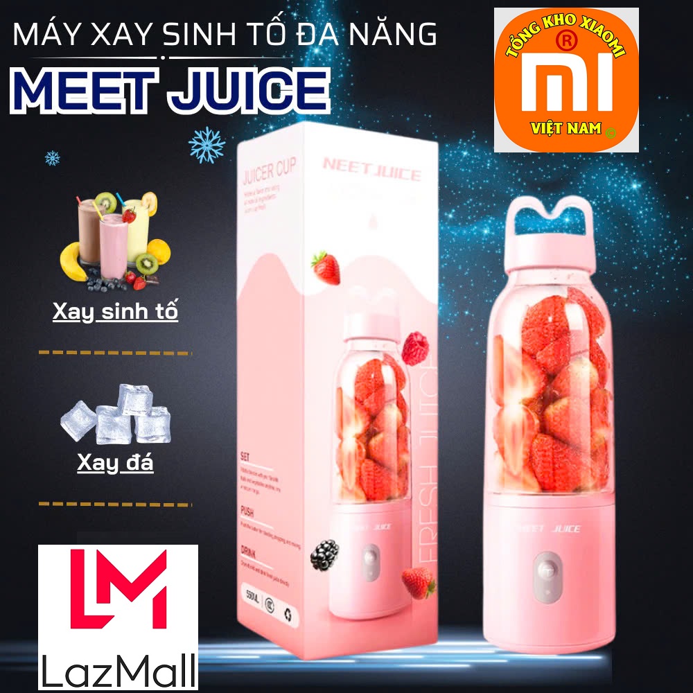 Deal Hot SIÊU KHỦNG LazMall XIAOMl ...-50% Máy Xay Sinh Tố Cầm Tay Meet Juice Dung Tích 500ml, Máy Xay Cầm Tay Đa Năng, Xay Đá Viên, Xay Hoa Quả Các Loại, Máy Xay Sinh Tố Cầm Tay Meet Juice Nhựa ABS Nhỏ Gọn Ghiền Hoa Quả Nhanh Chóng Công Suất 75W ( Nguồn