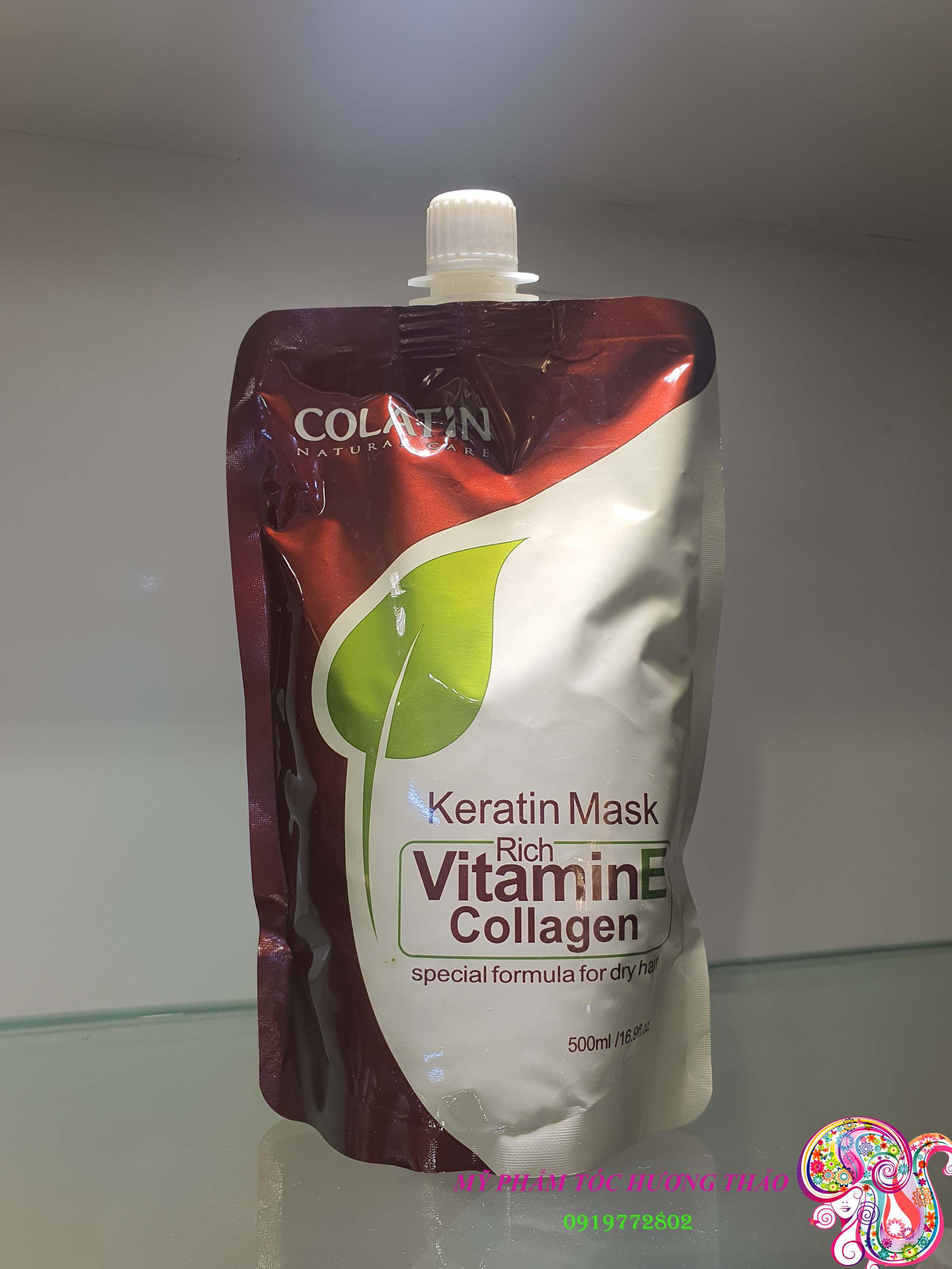 Kem ủ tóc siêu mượt Colatin Keratin Mask Vitamin E 500ml