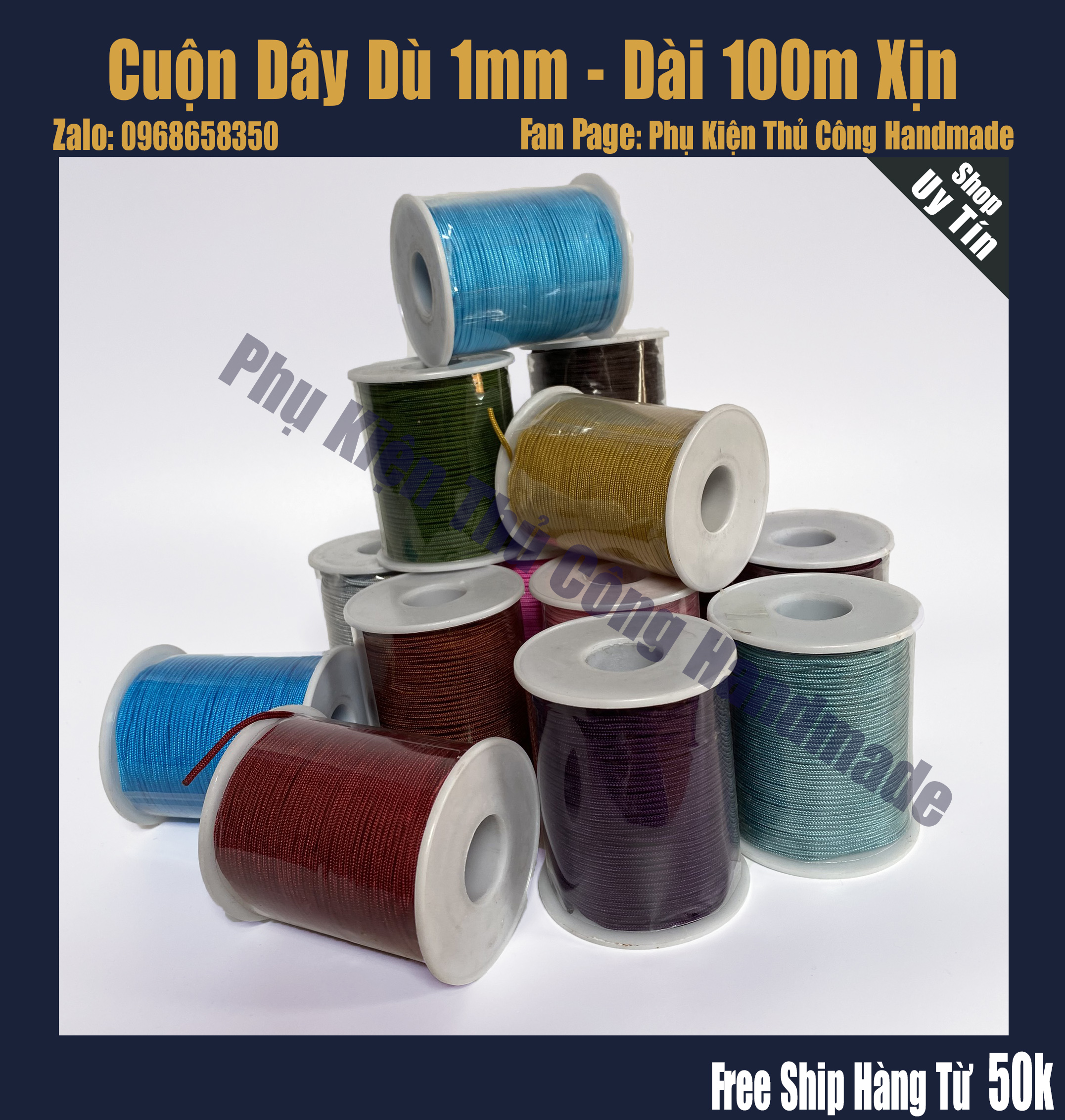 Dây dù 1mm đan vòng tay handmade - cuộn 100m