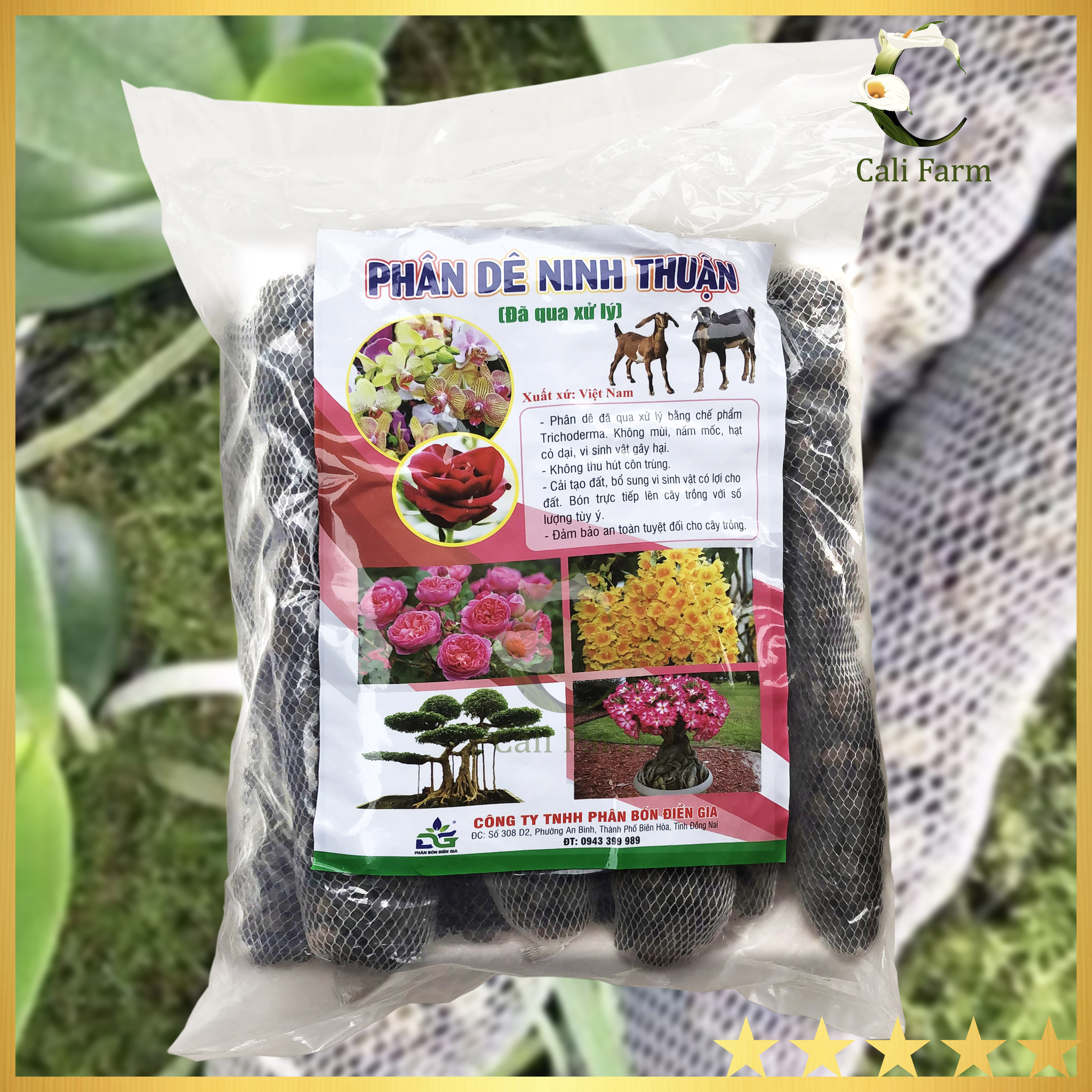 Phân dê túi lưới 22cm 8 túi/ bịt - phân bón cho hoa lan, hoa hồng & cây kiểng