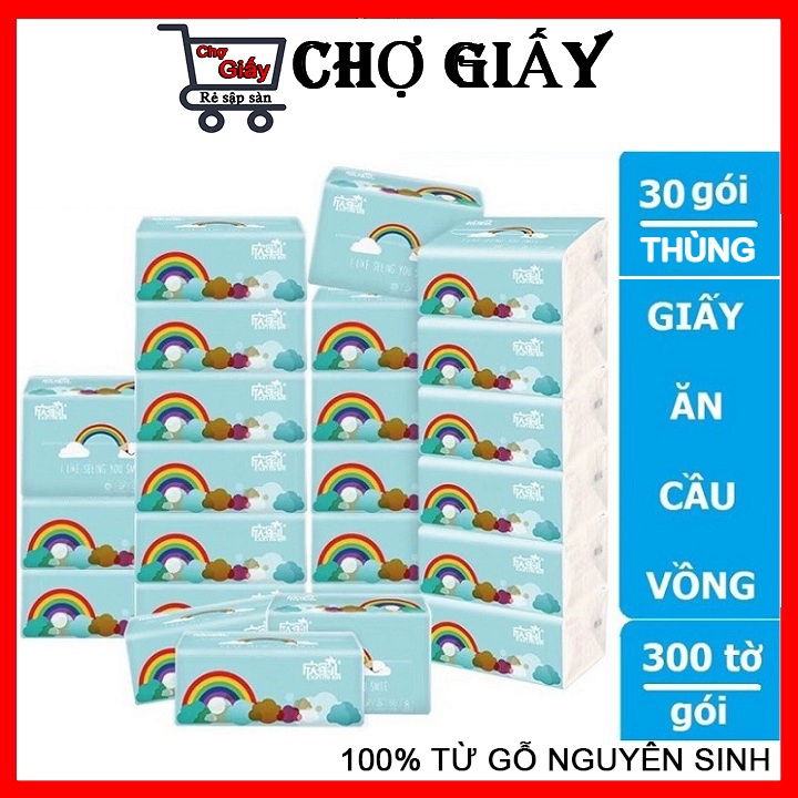Giấy ăn cầu vồng Xin Mier 3 lớp siêu dai thùng 30 gói