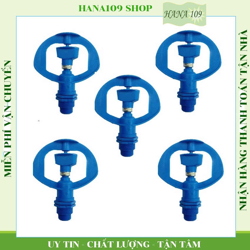 [HCM]Bộ 05 béc tưới cây phun mưa xoay 360 độ răng ngoài 21 mm BB902 XD lưu lượng 350 - 450 lít/ giờ