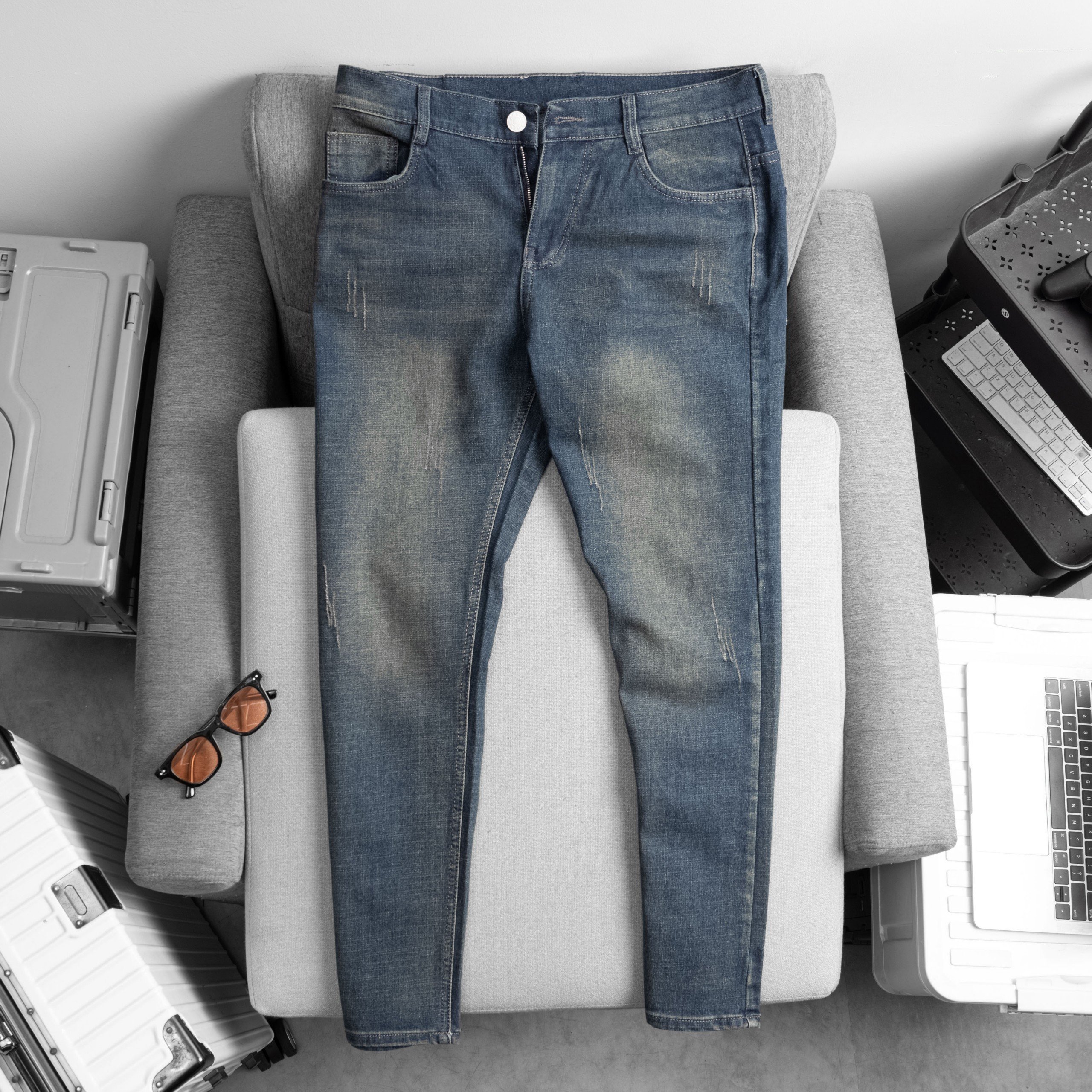 QUẦN JEAN NAM QUẦN BÒ NAM CO HXNK10 GIÃN TỐT KHOÁ KÉO NÚT GÀI CHẤT HÌNH THẬT HÀNG MỚI