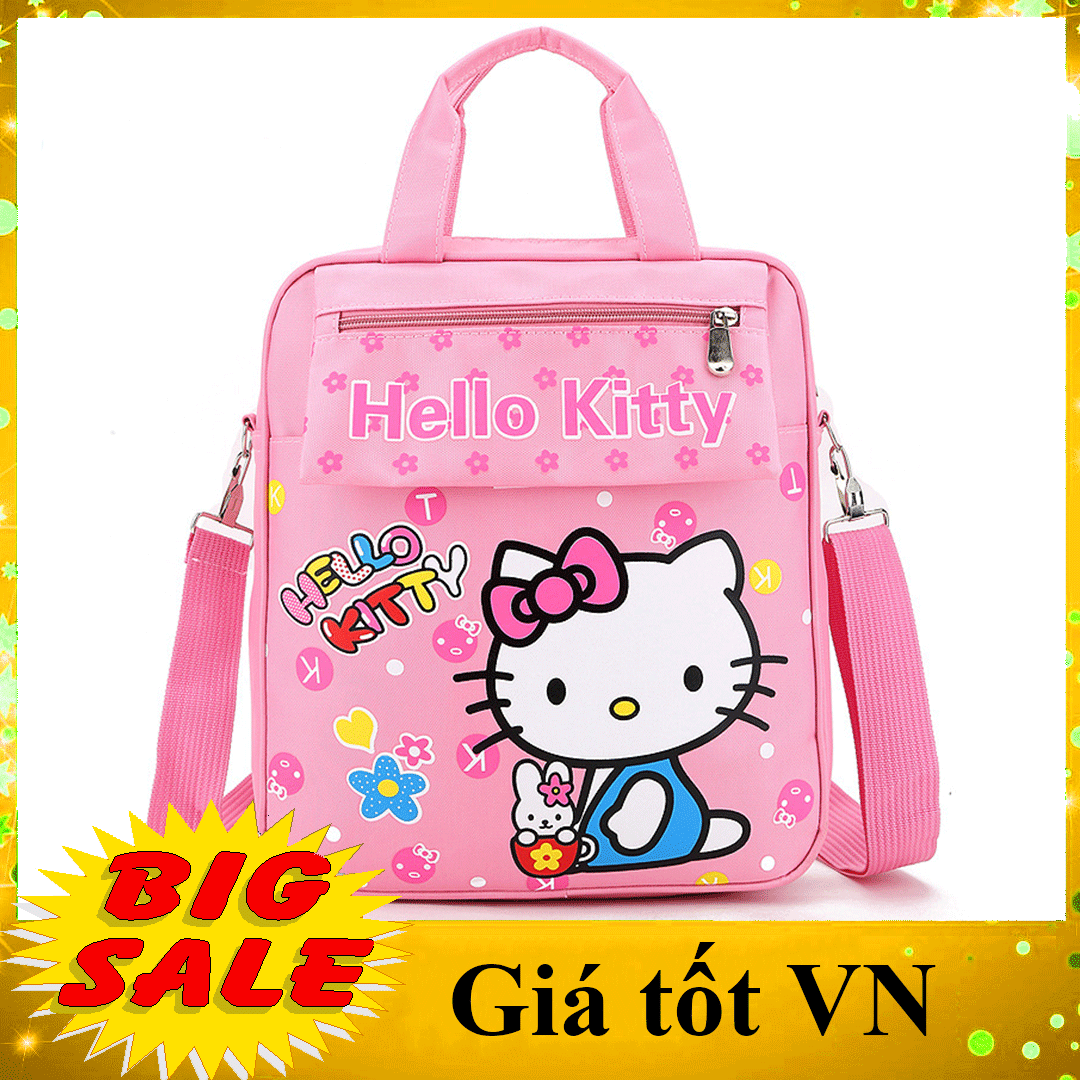 [CÓ MÃ GIẢM PHÍ SHIP] Balo đeo chéo cho học sinh tiểu học, túi khoác vai 2 in 1 hình mèo kitty cho bé gái