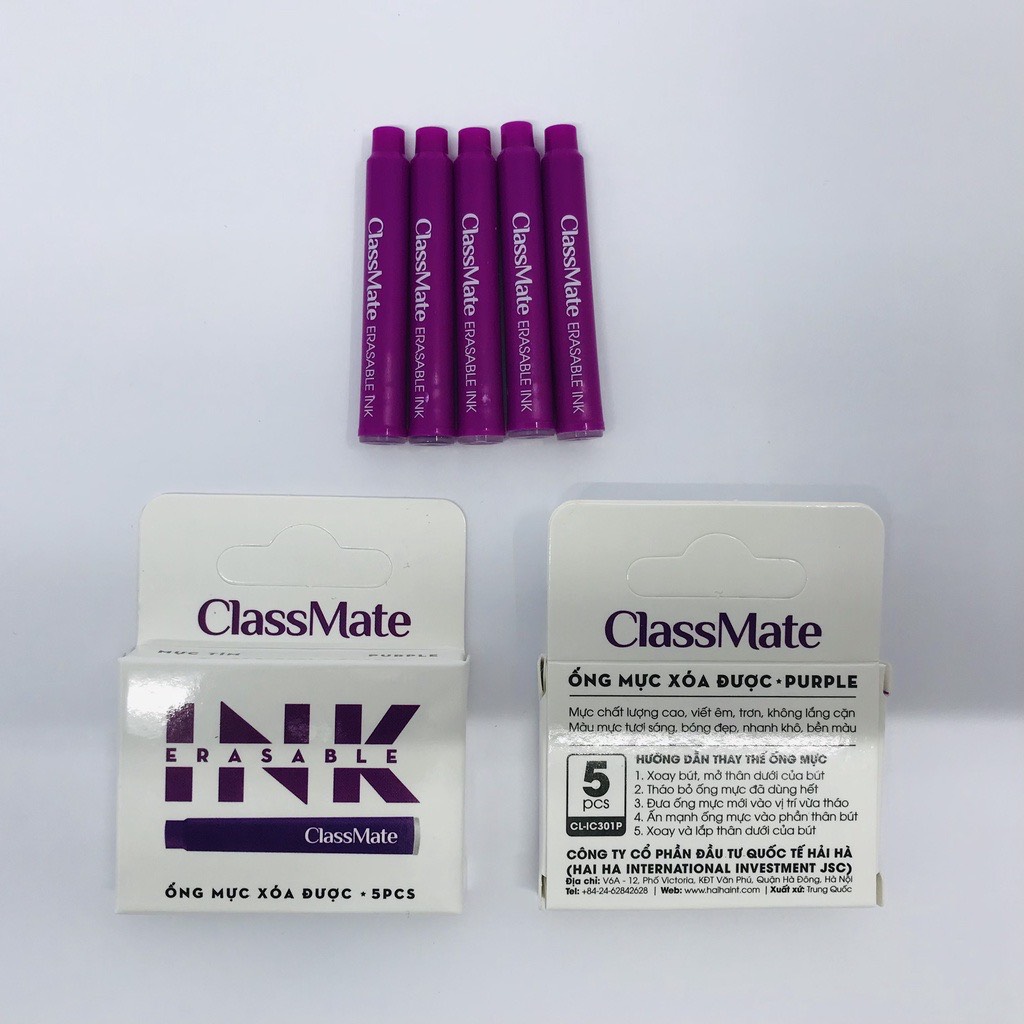 Hộp 5 ống mực xóa được Classmate CL-IC301 - Mực tím