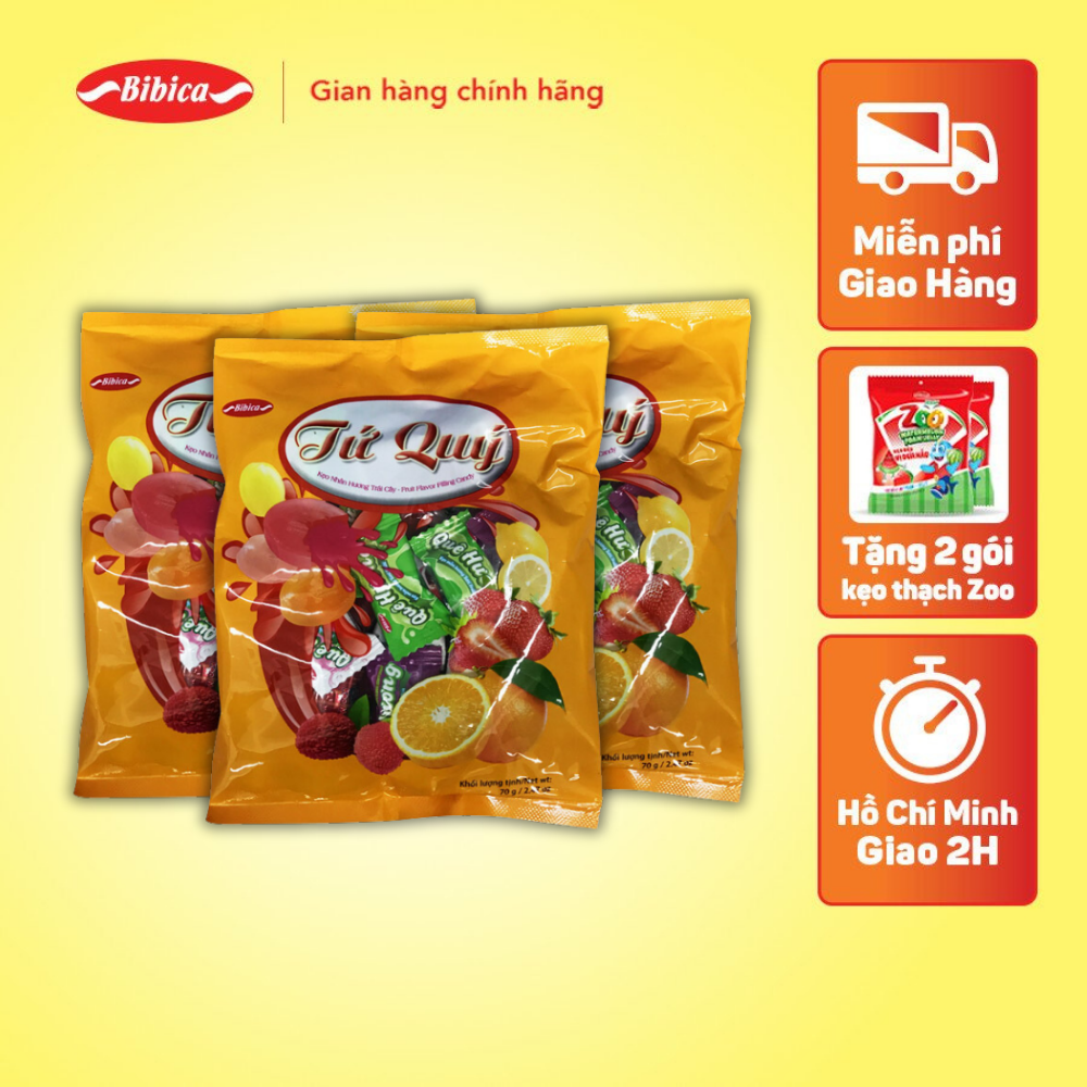 Combo 3 kẹo cứng tứ quý bibica 70g