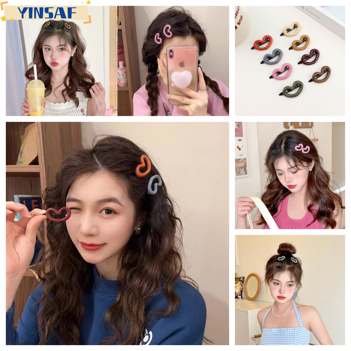 🌸kẹp tóc hình trái tim màu hồng ngọt ngào dễ thương cho y2k yinsaf🌸
