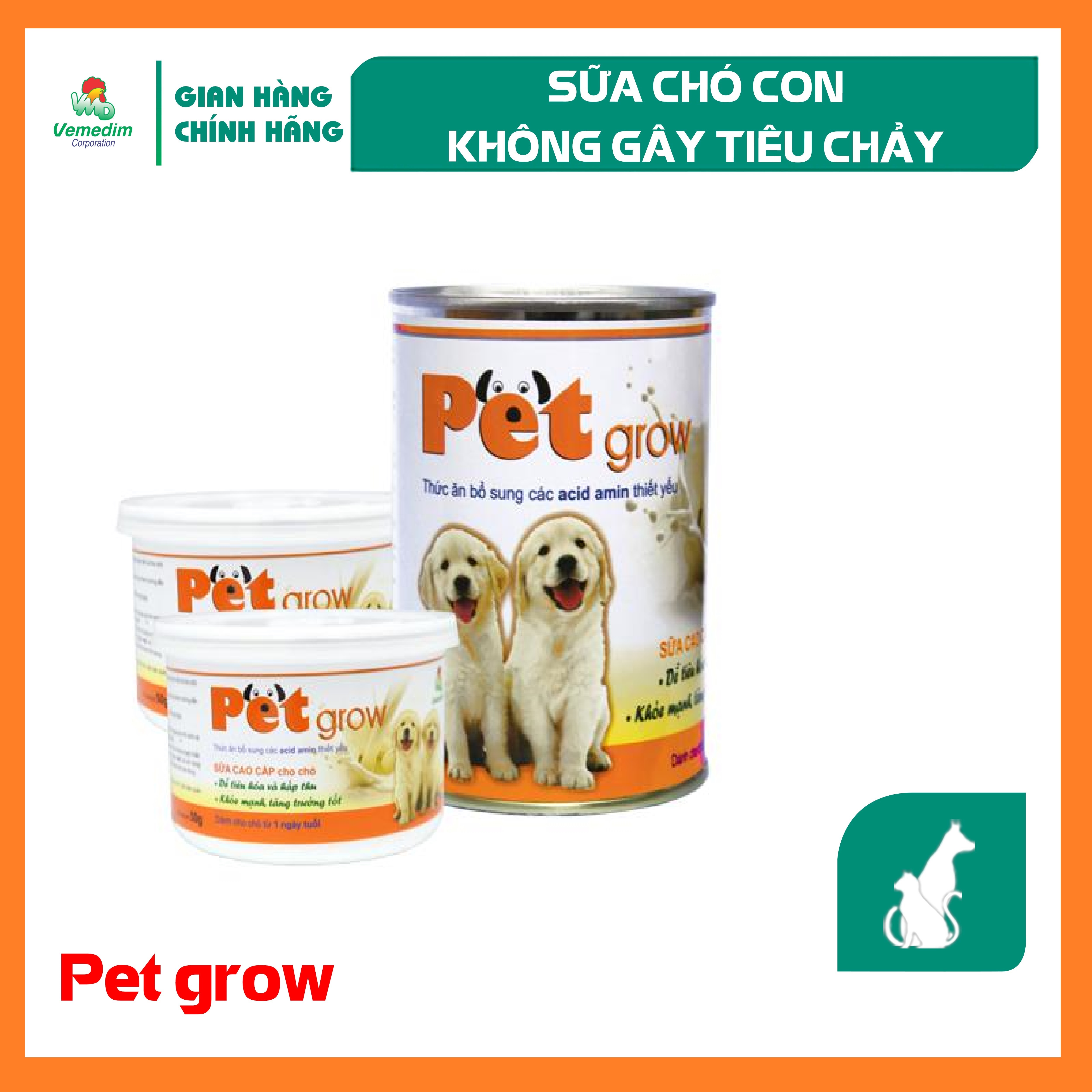 Vemedim Pet Grow sữa cho chó con không gây tiêu chảy chứa acid amin dễ