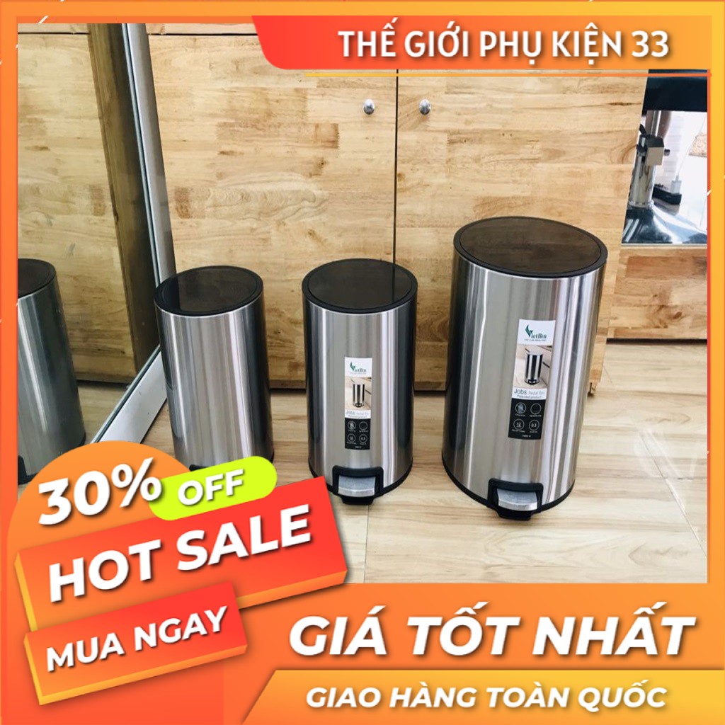 Thùng rác đạp chân inox  cao cấp phủ nano, chống vân tay, đủ loại dung tích dành cho gia đình, văn phòng