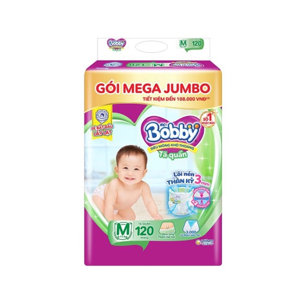 Tã quần lõi nén thần kỳ cho bé size M 120 miếng+ 2 miếng Size M