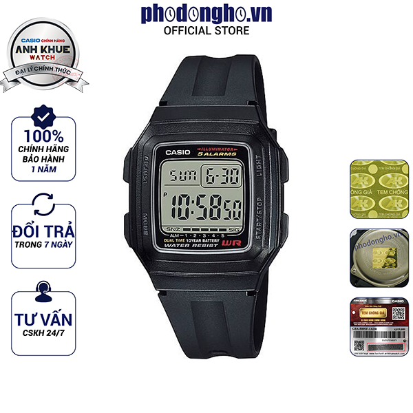 Đồng hồ dây nhựa huyền thoại Casio Anh Khuê F-201WA-1ADF