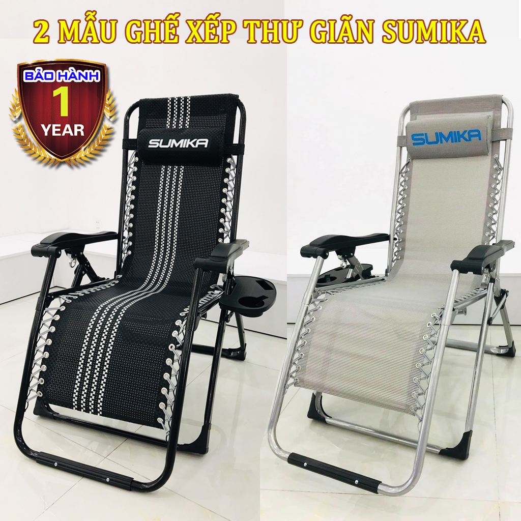 2 mẫu ghế gấp xếp thư giãn đa năng Sumika 179 XÁM & 179B  (Tặng khay để ly tải trọng300kg) ghế văn phòng,ghế ngủ trưa,ghế bố