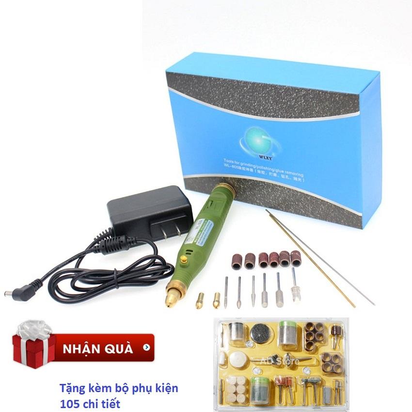 Máy khoan mài khắc mini WL-805 tặng kèm bộ phụ kiện 105 chi tiết
