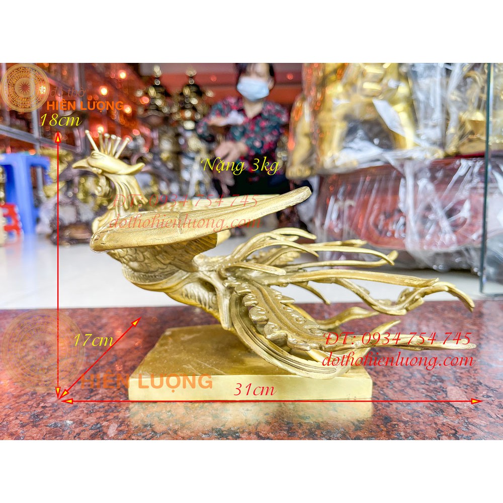 Tượng phượng hoàng tung cánh bằng đồng cực đẹp dxrxc: 31x17x18cm-3kg- tượng trưng cho sự hạnh phúc, viên mãn và tái sinh
