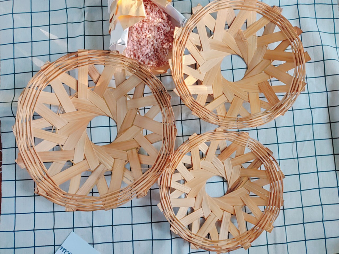 Combo 3 Rế cơm, rế nồi, rế chụp hình trang trí bằng tre - Hàng thủ công mỹ nghệ xứ Nẫu nhiều kích thước 25cm, 29cm, 33cm