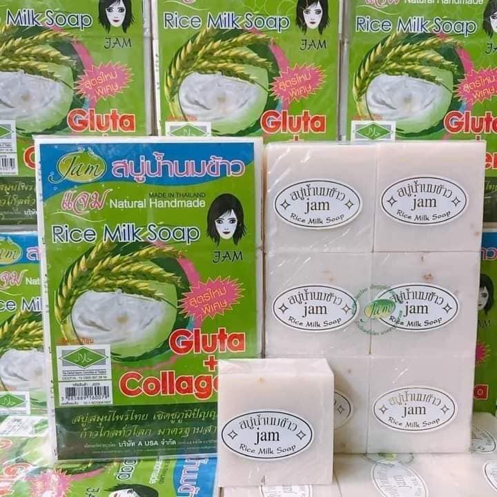Lố 12 cục soap cám gạo thái lan dùng dược cho mặt và body