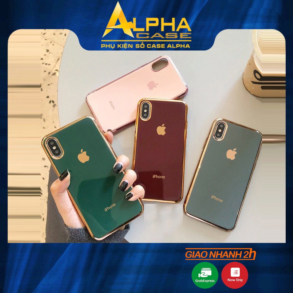 Ốp Lưng Iphone - Ốp Iphone Logo Táo Viền Mạ Vàng 6/6S/6Plus/6S/6Splus/7/7Plus/8/8Plus/X/Xs/11/12/Pro/Max/Plus/Promax