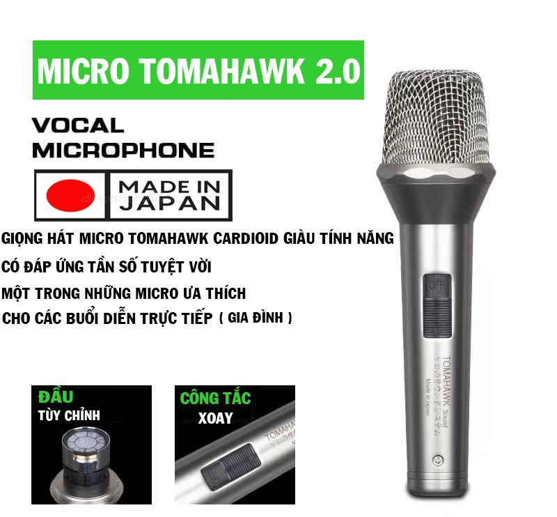 Micro Karaoke Hàng Nhật Bãi Xịn Micro Có Dây Tomahawk 2023 Dây Dài 5m