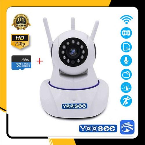 Camera yoosee 3 anten wifi hd720 + tặng kèm thẻ nhớ 32 gb