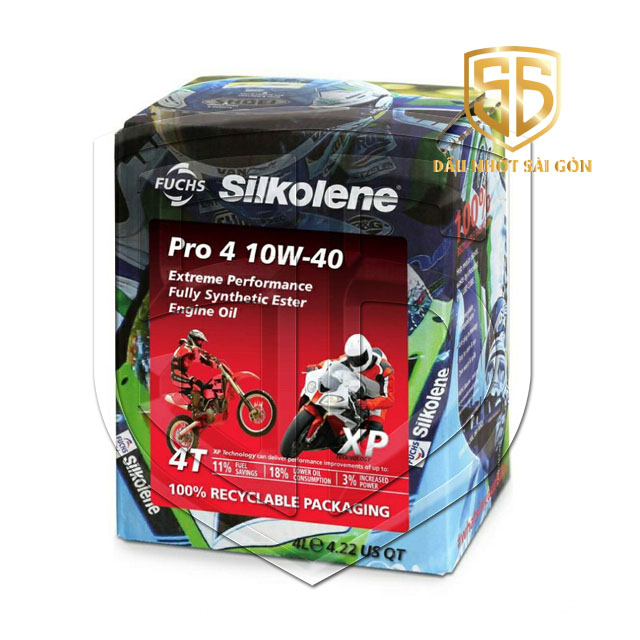 [HCM]Nhớt Fuchs Silkolene Pro4 10W40 Can 4L - Dầu nhớt cho xe số và xe côn tay