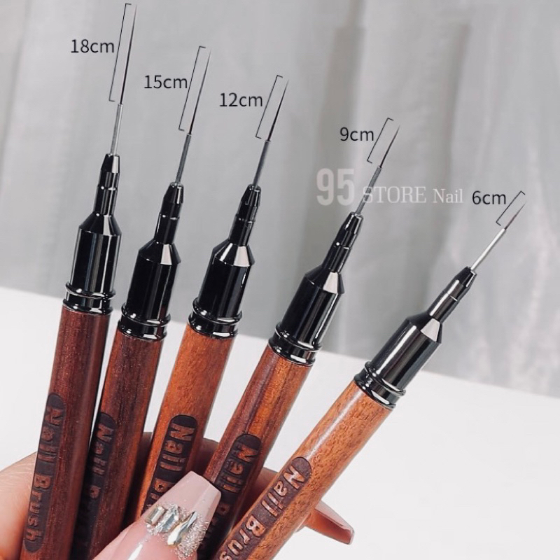 Cọ nail lông chồn vẽ nét - cán gỗ cao cấp đủ size