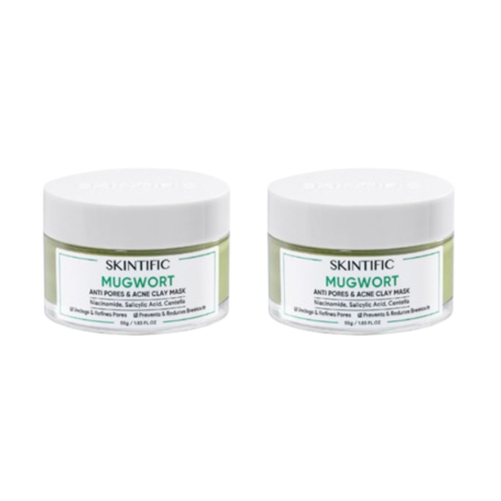 SKINTIFIC Mugwort ANTI PORES & MẶT NẠ ĐẤT SÉT Mặt Nạ bùn MỤN Mặt Nạ Cấp ẩm Mặt Nạ Ngải Cứu 55g